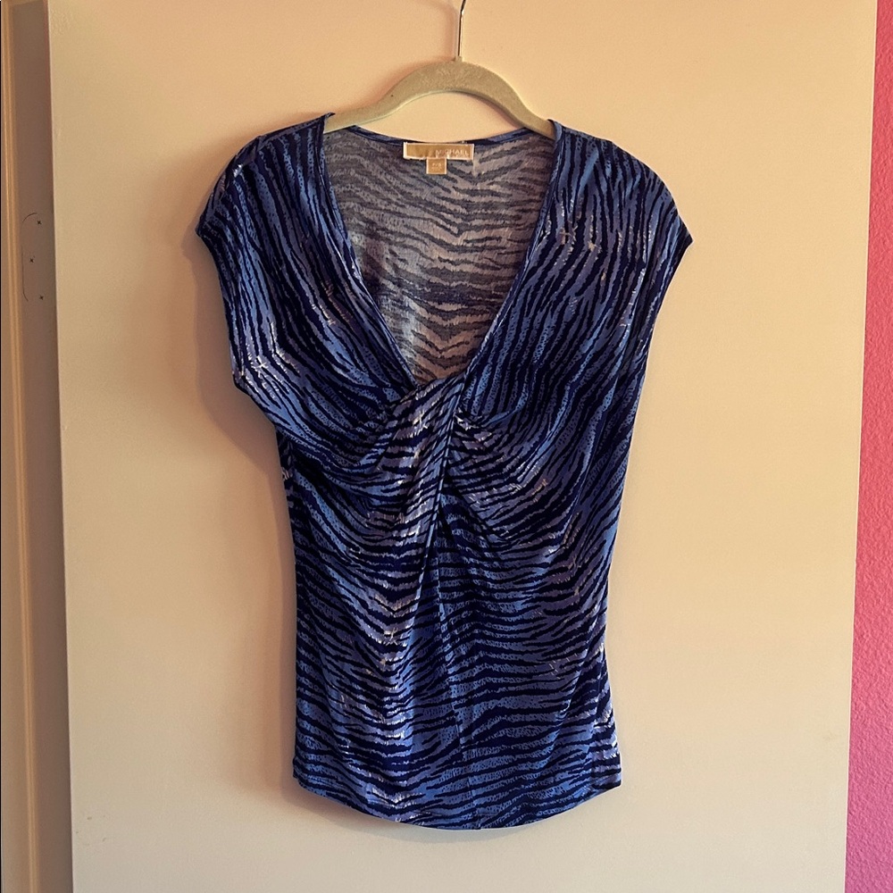 Michael Kors Blue and white Zebra Print Blouse
